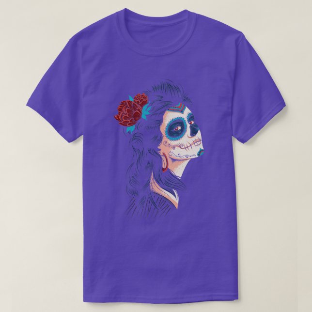 Cute Lady of the Dead La Calavera Catrina T-Shirt (Design Front)