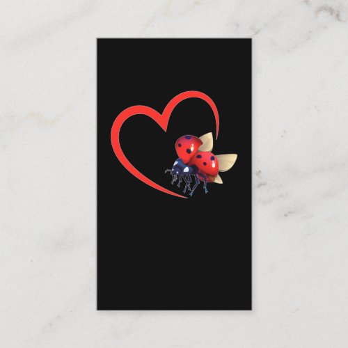 Cute Ladybeetle Heart Ladybug Business Card