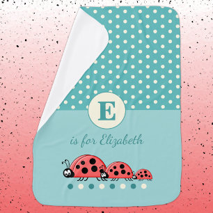 Cute ladybird family polka dots green baby blanket