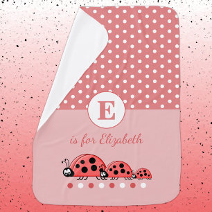 Cute ladybird family polka dots pink baby blanket