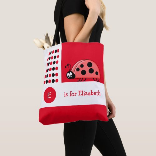 Cute ladybird white red baby toy tote bag