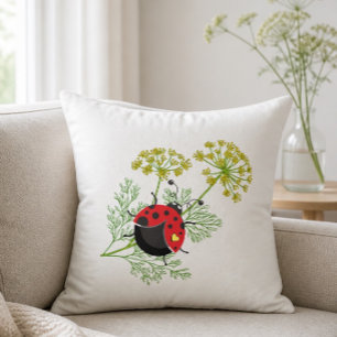 Cute Ladybug 16"x16" Throw Pillow