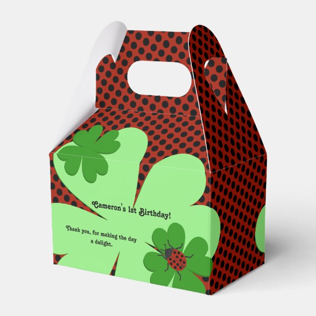 Cute Ladybug 1st Birthday Party Favor Box (Front Side)