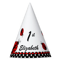 Cute Ladybug 1st Birthday Polka Dots Name | Number Party Hat