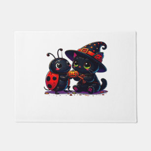 Cute Ladybug and Black Cat Halloween Classic T-Shi Doormat
