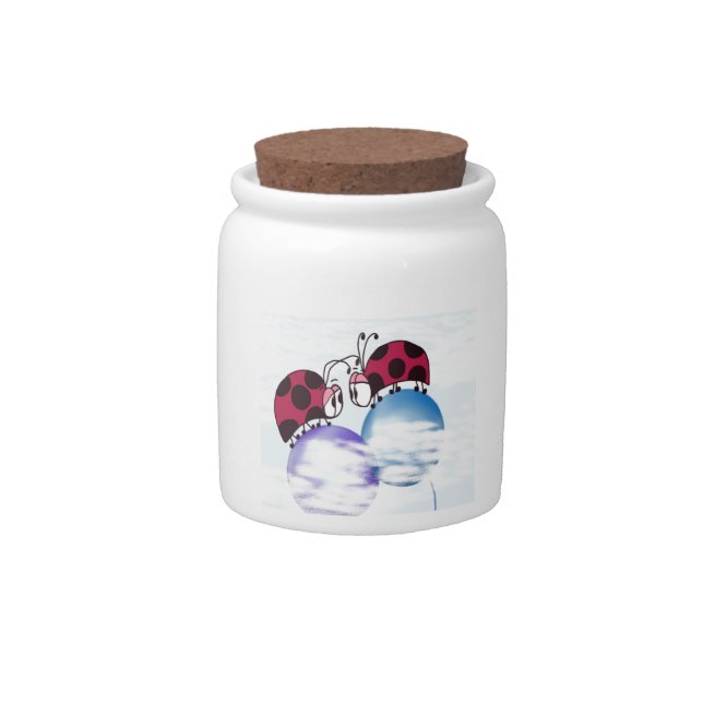 Cute Ladybug And Colorful Balloons Cartoon Candy Jar (Front)