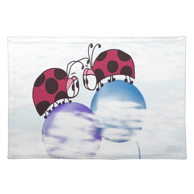 Cute Ladybug And Colorful Balloons Cartoon Cloth Placemat (Front)