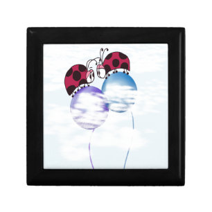Cute Ladybug And Colorful Balloons Cartoon Jewelry Box