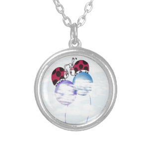 Cute Ladybug And Colorful Balloons Cartoon Silver Plated Necklace
