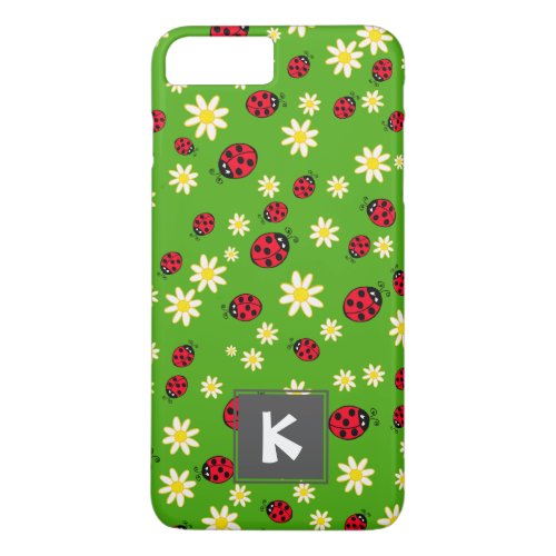 cute ladybug and daisy flower pattern green iPhone 8 plus7 plus case