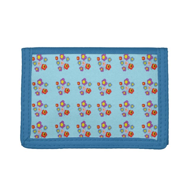Cute Ladybug and Flowers Pattern Tri-fold Wallet (Front)