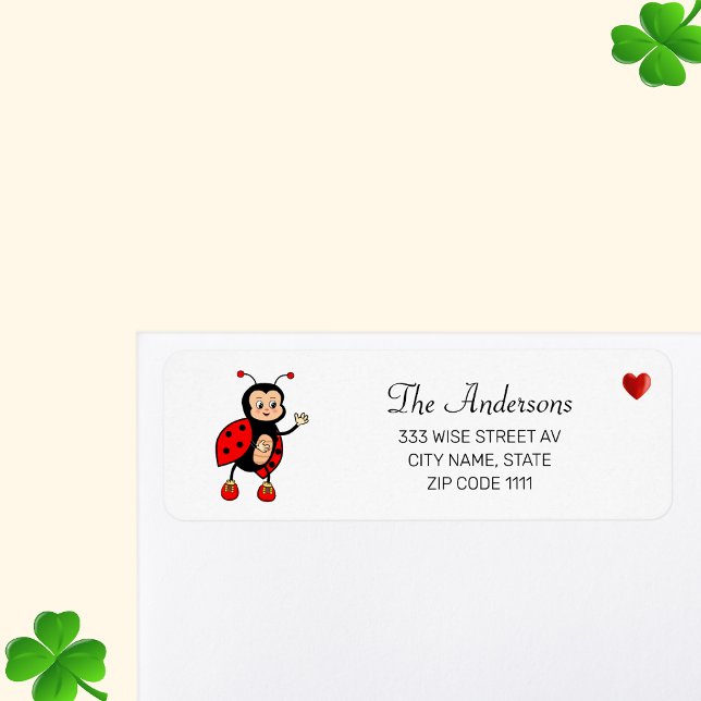 Cute Ladybug and heart on White Label (Creator Uploaded)