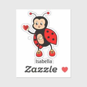 Cute Ladybug and Heart Sticker
