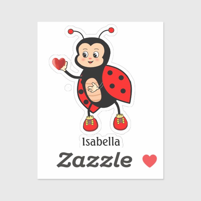 Cute Ladybug and Heart  Sticker (Sheet)