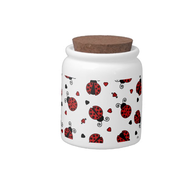 Cute Ladybug and Hearts Pattern Candy Jar (Left)