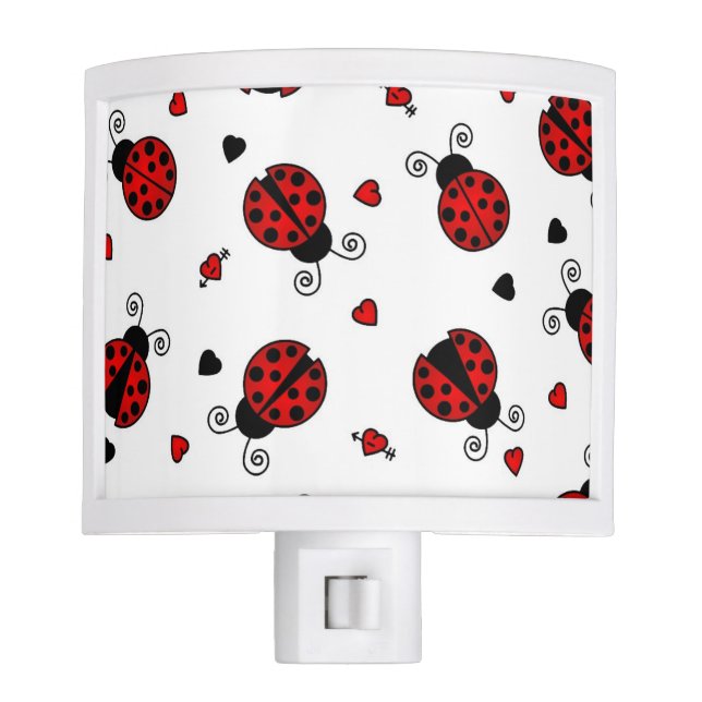 Cute Ladybug and Hearts Pattern Night Light (Front)