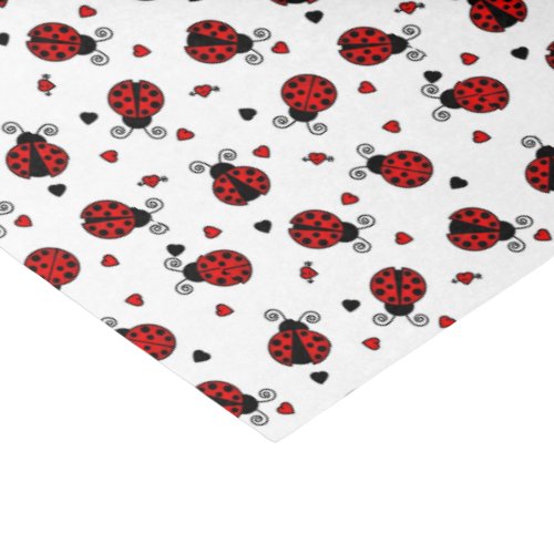 Cute Ladybug and Hearts Pattern Tissue Paper