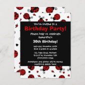 Cute Ladybug and Hearts Red Print Party Invitation (Front/Back)