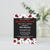 Cute Ladybug and Hearts Red Print Party Invitation (Standing Front)