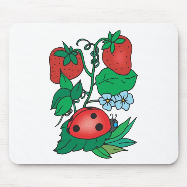 cute ladybug and strawberries mouse pad (Front)