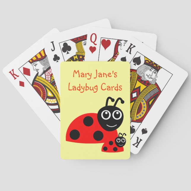 Cute Ladybug Animals Polka Dots Personalized Poker Cards (Back)