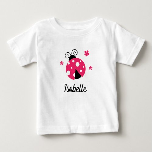 Cute Ladybug Art Personalised Baby T_Shirt