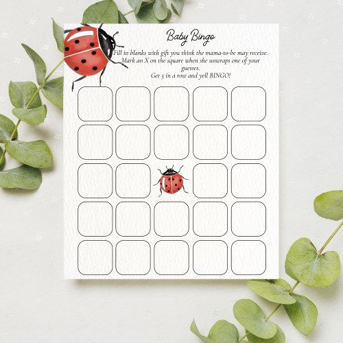 Cute Ladybug Baby Shower Bingo Game