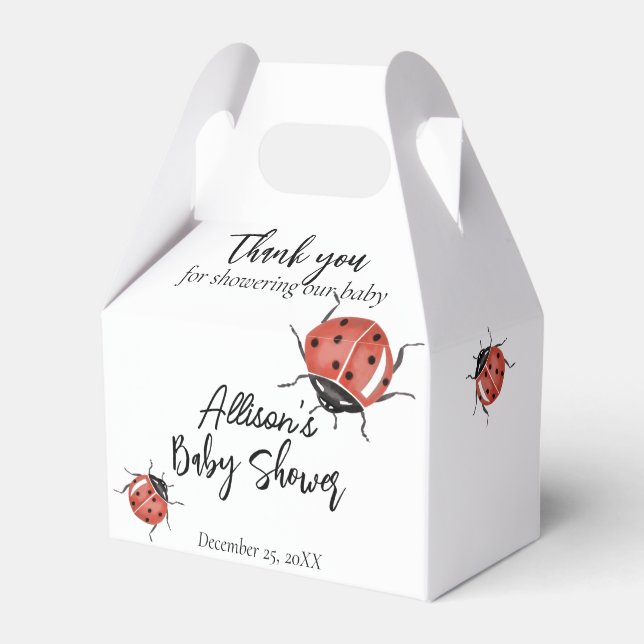 Cute Ladybug Baby Shower Favor Boxes (Front Side)