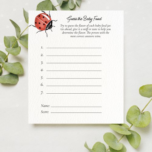 Cute Ladybug Baby Shower Game Guess Baby Food