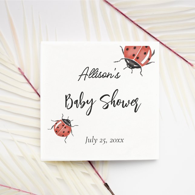 Cute Ladybug Baby Shower Napkins (Creator Uploaded)