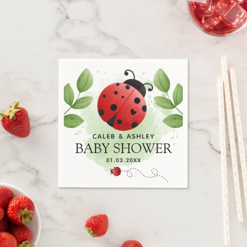 Cute Ladybug Baby Shower Paper Napkins