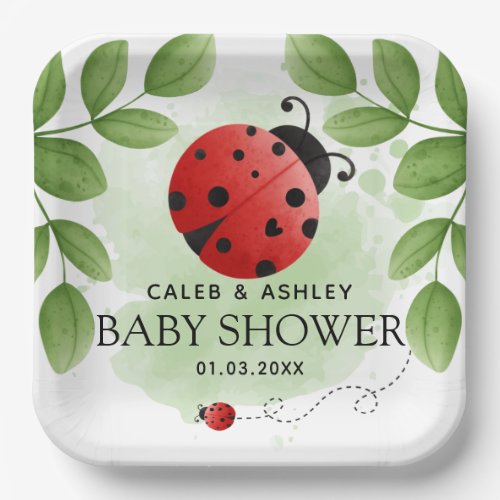 Cute Ladybug Baby Shower Paper Plates