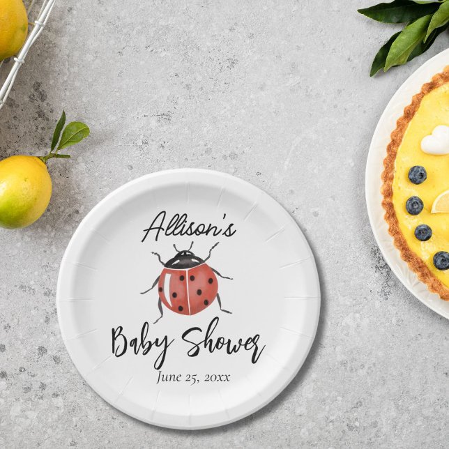 Cute Ladybug Baby Shower Paper Plates (Creator Uploaded)