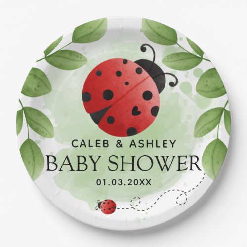 Cute Ladybug Baby Shower Paper Plates