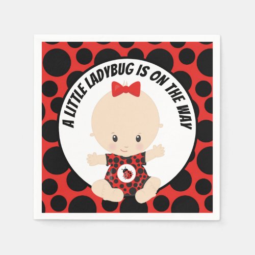 Cute ladybug baby shower party napkins