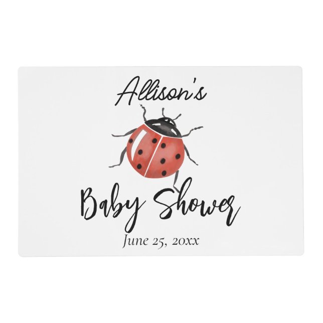 Cute Ladybug Baby Shower Placemat (Front)