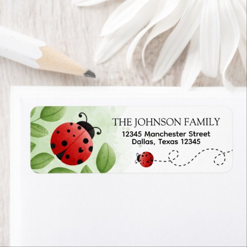 Cute Ladybug Baby Shower Return Address Label