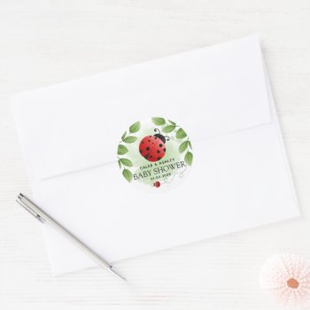 Cute Ladybug Baby Shower Sticker by PerfectPrintableCo at Zazzle