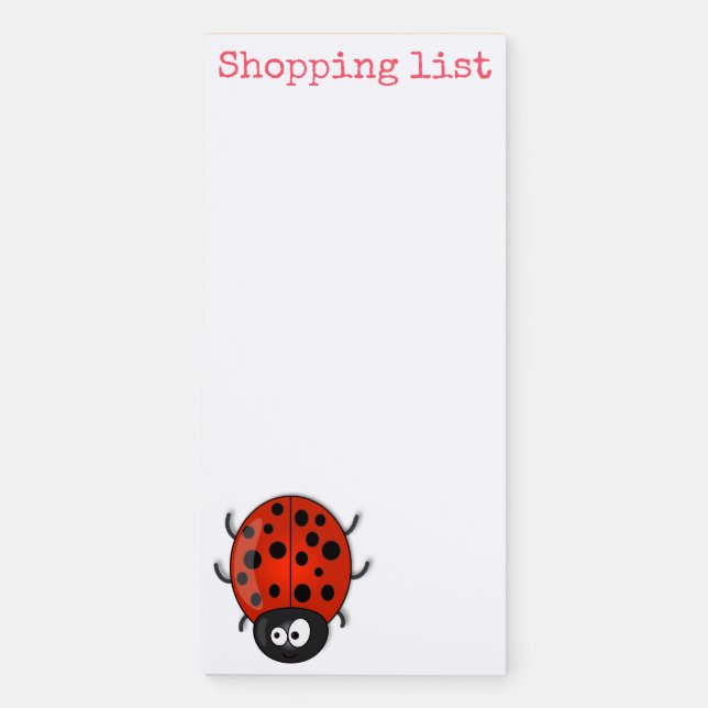 Cute ladybug beetle insect cartoon illustration magnetic notepad (Front)