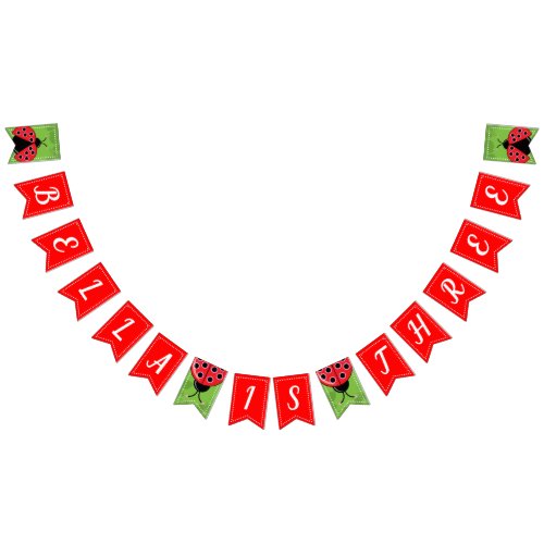 Cute Ladybug Birthday Bunting FlagsBanner Bunting Flags