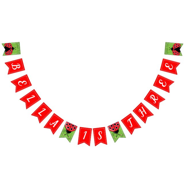 Cute Ladybug Birthday Bunting Flags/Banner Flags (All)