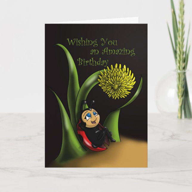 Cute Ladybug Birthday Card (Front)