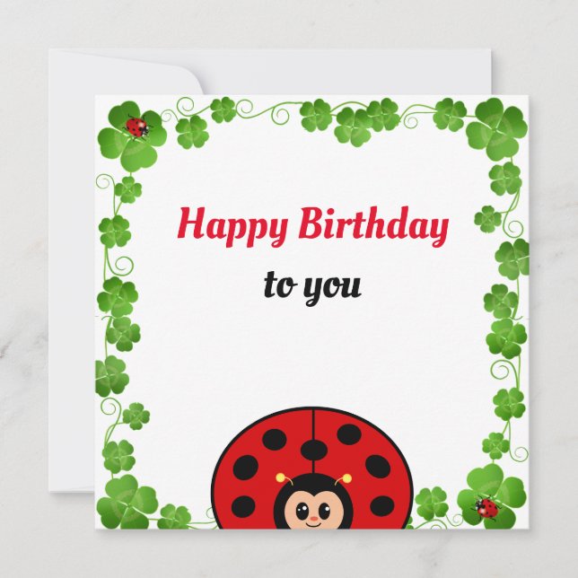 Cute Ladybug Birthday Flat Card (Front)