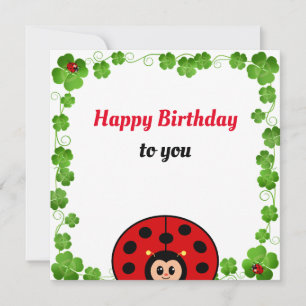 Cute Ladybug Birthday Flat Card
