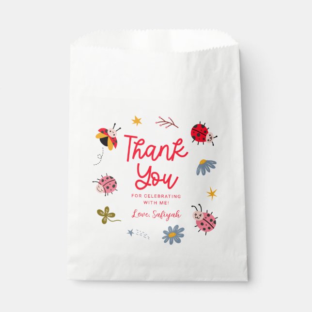 Cute Ladybug Birthday Party Favor Bag (Front)