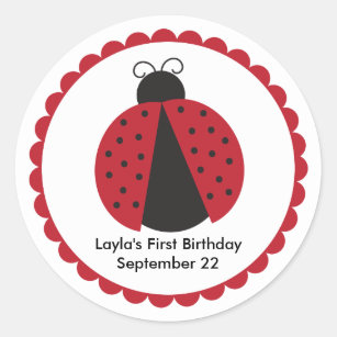 Cute Ladybug Birthday Party Favor Classic Round Sticker
