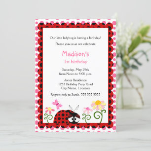 Cute Ladybug Birthday Party Invitation