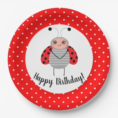 Cute Ladybug Birthday Party Plates