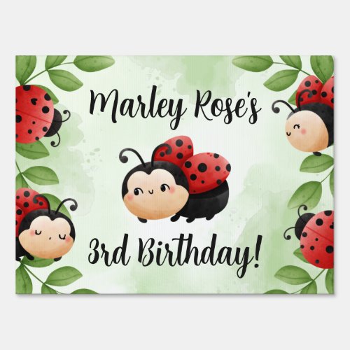 Cute Ladybug Birthday Party Yard Sign