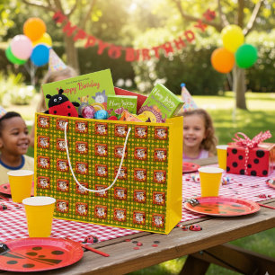 Cute Ladybug Birthday Photo Customizable Large Gift Bag